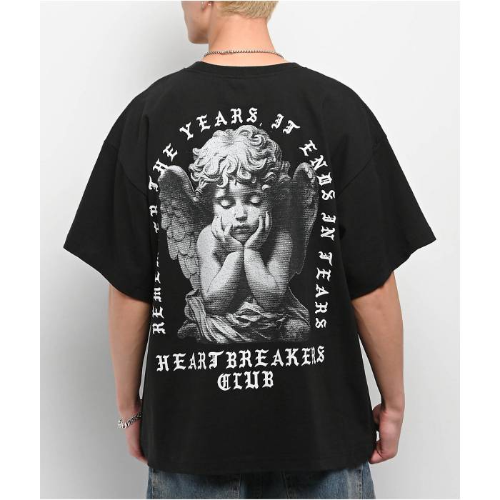 【★百貨店SALE★6/11真夜中2時迄】Heartbreakers Club 【 Tears Heavyweight Black T-Shirt Men\u0027s Black 】 黒いこと 黒いこと ティーシャツ メンズ 黒いこと 黒いこと