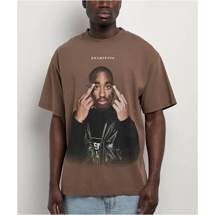 【★百貨店SALE★6/11真夜中2時迄】大時代 Primitive 【 X Tupac Icon Brown Heavyweight T-Shirt Men\u0027s Brown 】 アイコン 赤銅色 赤銅色 ティーシャツ メンズ 赤銅色 赤銅色