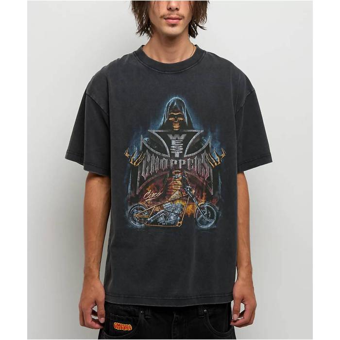 【★百貨店SALE★6/11真夜中2時迄】West Coast Choppers 【 Grim Reaper Black Wash T-Shirt Men\u0027s Black 】 黒いこと 黒いこと ティーシャツ メンズ 黒いこと 黒いこと