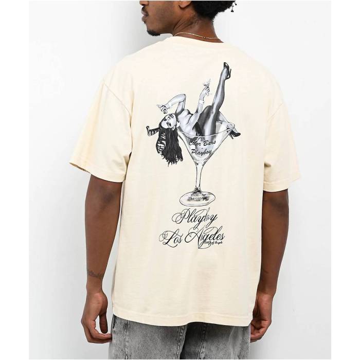 【★百貨店SALE★6/11真夜中2時迄】Color Bars 【 X Playboy Martini Cream T-Shirt Men\u0027s Natural 】 皮膚軟化剤 ティーシャツ メンズ 自然的