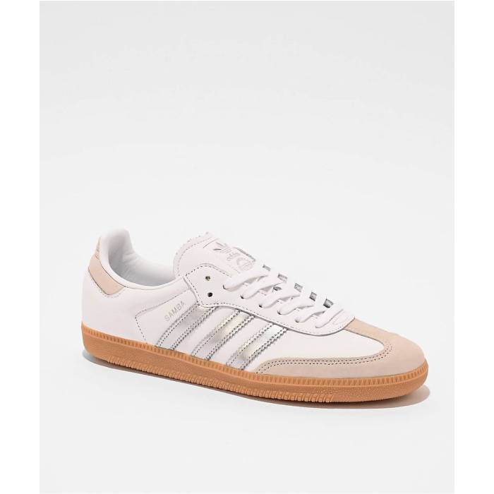 アディダス Adidas 【 Samba Og White \u0026 Silver Skate Shoes Women\u0027s White 】 サンバ 白いこと 白いこと Silver しろがね色・しろがね色 Skate 滑る シューズ 運動すること靴 レディース 白いこと 白いこと