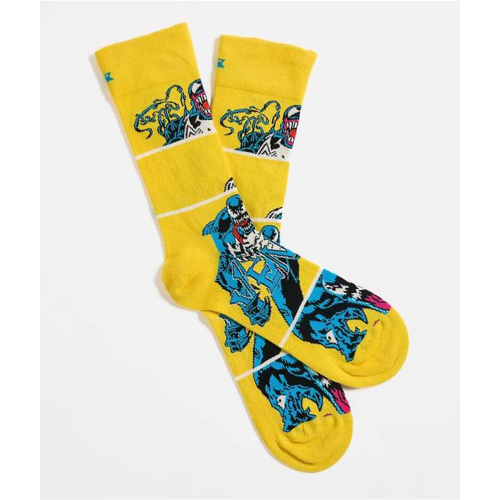 ハッピーソックス Happy Socks 【 X Marvel Symbiote Yellow Crew Socks Men's Yellow 】 yellow 黄色・イエロー クルー ソックス・靴下 メンズ yellow 黄色・イエロー|スニケス