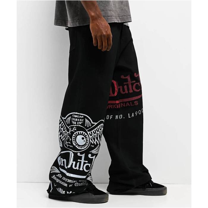 【★百貨店SALE★6/11夜夜中2時迄】フォンダッチ Von Dutch 【 Cannonball Black Baggy Jeans Men\u0027s Black 】 黒いこと 黒いこと デニム メンズ 黒いこと 黒いこと