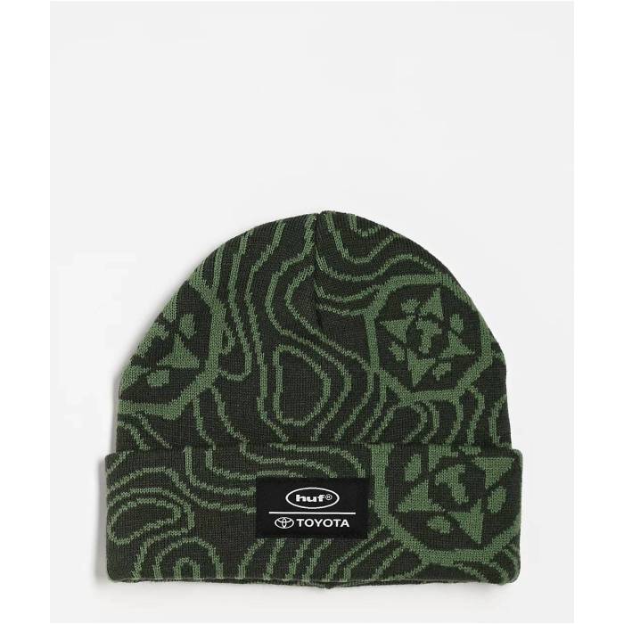 ハフ Huf 【 X Toyota Topography Green Beanie Men\u0027s Dark Green 】 green 緑・緑であること 旗がしら かぶり笠 メンズ green 緑・緑であること