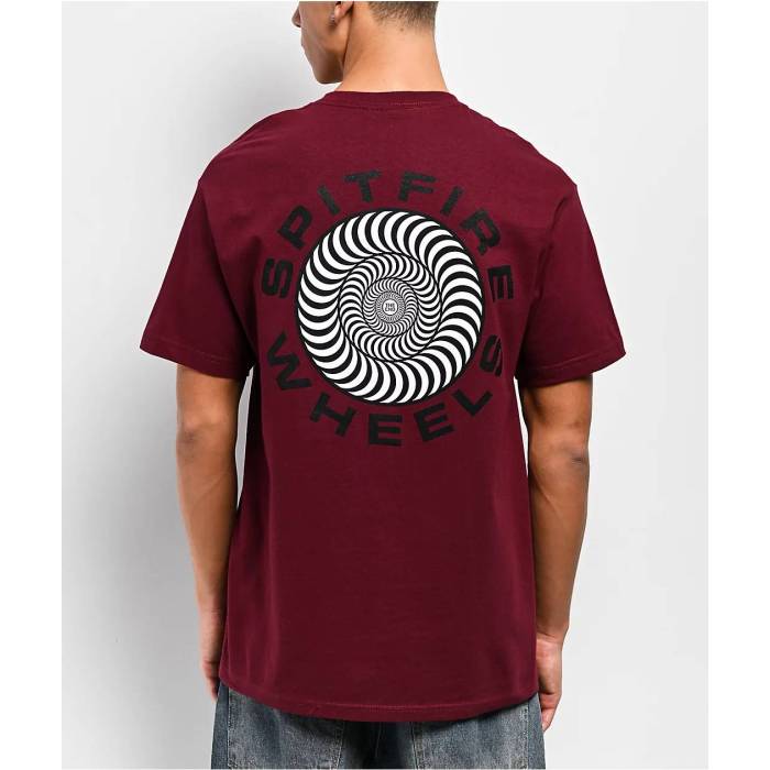 スピットファイア Spitfire 【 Classic '87 Swirl Burgundy T-Shirt Men's Red 】 クラシック ワイン色・バーガンディー Tシャツ メンズ Red 赤・レッド