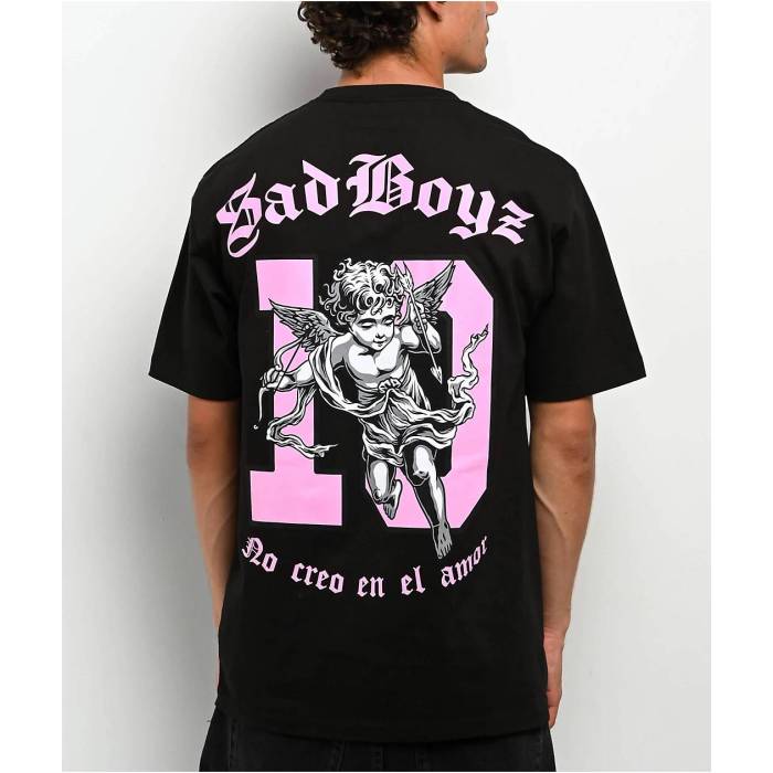 【★百貨店SALE★6/11真夜中2時迄】Sad Boyz 【 $Ad Boyz By Junior H Diez Mi Amor Black T-Shirt Men\u0027s Black 】 黒いこと 黒いこと ティーシャツ メンズ 黒いこと 黒いこと