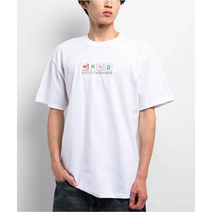 Wknd Skateboards 【 Wknd Beads White T-Shirt Men\u0027s White 】 白いこと 白いこと プルオーバー メンズ 白いこと 白いこと