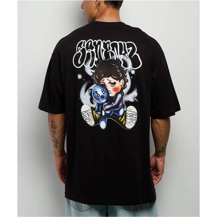 【★百貨店SALE★6/11真夜中2時迄】Sad Boyz 【 $Ad Boyz By Junior H Give A Hug Black T-Shirt Men\u0027s Black 】 黒いこと 黒いこと ティーシャツ メンズ 黒いこと 黒いこと