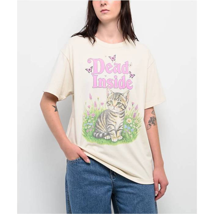 Club Vintage 【 Dead Inside White T-Shirt Women's Natural 】 白色 ホワイト Tシャツ レディース ナチュラル