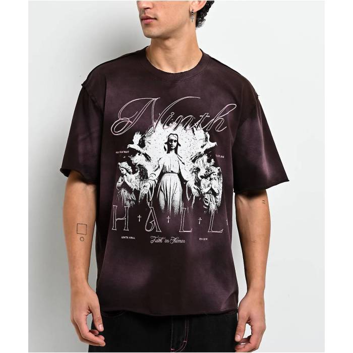 Ninth Hall 【 Requiem Brown Wash Boxy T-Shirt Men's Brown 】 茶色 ブラウン Tシャツ メンズ 茶色 ブラウン｜スニケス