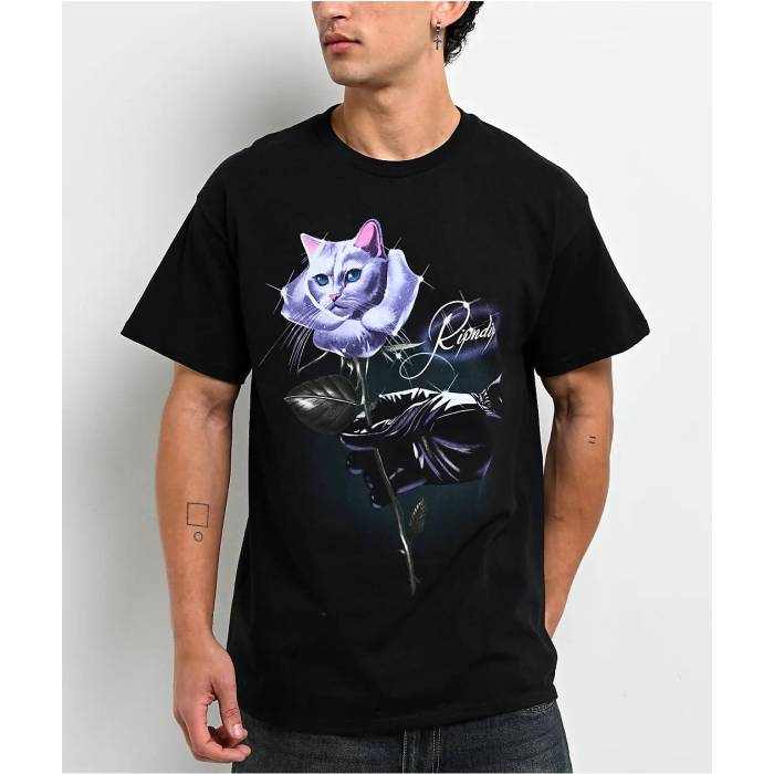 【★百貨店SALE★6/11真夜中2時迄】リップンディップ Ripndip 【 Rose Black T-Shirt Men\u0027s Black 】 Rose サクラ色 黒いこと 黒いこと ティーシャツ メンズ 黒いこと 黒いこと
