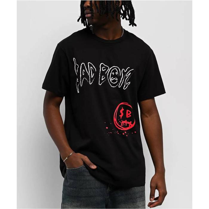 【★百貨店SALE★6/11真夜中2時迄】Sad Boyz 【 $Ad Boyz By Junior H Roses Black T-Shirt Men\u0027s Black 】 黒いこと 黒いこと ティーシャツ メンズ 黒いこと 黒いこと