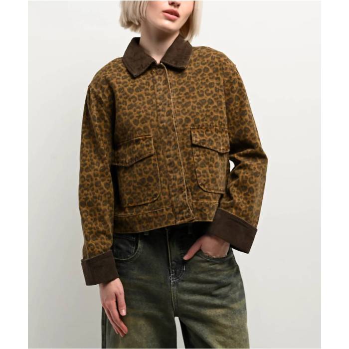 Stoosh 【 Cheetah Brown Wash Crop Barn Jacket Women's Brown 】 茶色 ブラウン Crop クロップ Jacket ジャケット レディース 茶色 ブラウン