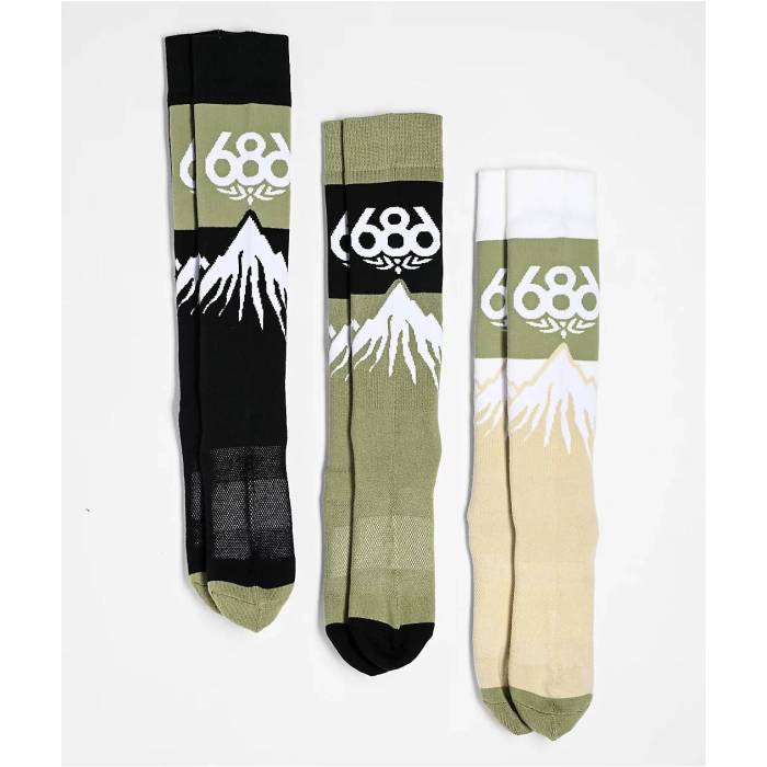 【★百貨店SALE★6/11真夜中2時迄】シックスエイトシックス 686 【 Snow Caps 3 Pack Snow Socks Men\u0027s Multicolor 】 旗がしら かぶり笠 靴下・ソックス メンズ