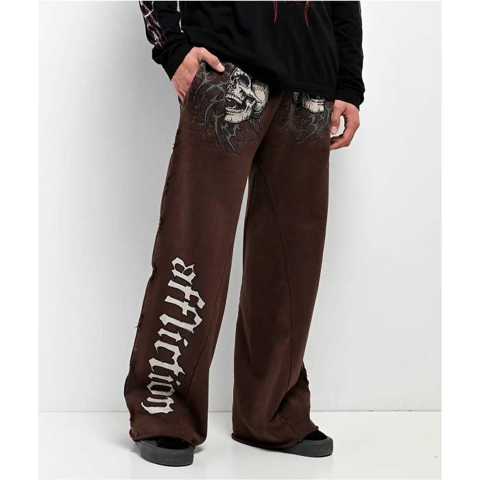 【Affliction】アフリクション Affliction 【 Collapse Brown Sweatpants Men's Brown 】 茶色 ブラウン ロングタイツ メンズ 茶色 ブラウン|スニケス