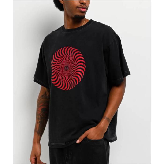 【★百貨店SALE★6/11真夜中2時迄】スピットファイア Spitfire 【 Classic Swirl Black Wash T-Shirt Men\u0027s Black 】 古典派音楽 黒いこと 黒いこと ティーシャツ メンズ 黒いこと 黒いこと