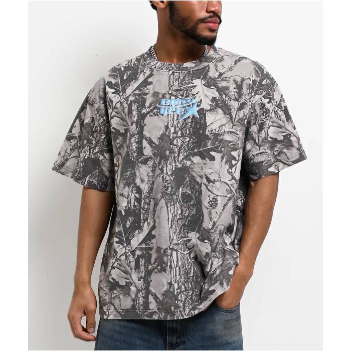 【★百貨店SALE★6/11真夜中2時迄】帝国 Empyre 【 Y2K Star Grey Camo T-Shirt Men\u0027s Grey 】 薄墨色 薄墨色 合鴨柄 ティーシャツ メンズ 薄墨色 薄墨色