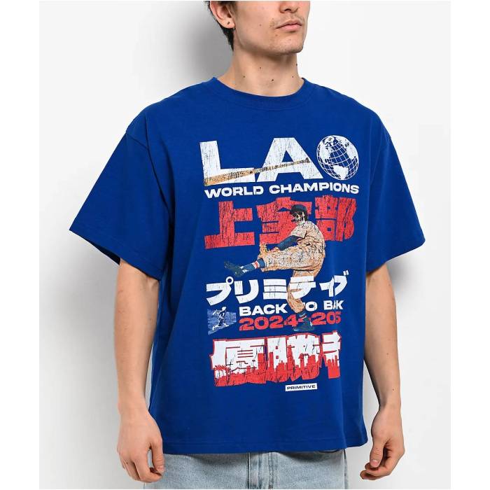 【Primitive】プリミティブ Primitive 【 Last Pitch Blue Heavyweight T-Shirt Men's Blue 】 青色 ブルー Tシャツ メンズ｜スニケス