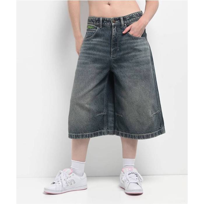 帝国 Empyre 【 Extent Engine Wash Denim Shorts Women\u0027s Light Pastel Blue 】 ジーンズ さる股引き レディース 青碧 青色 レディースファッション-ボトムス