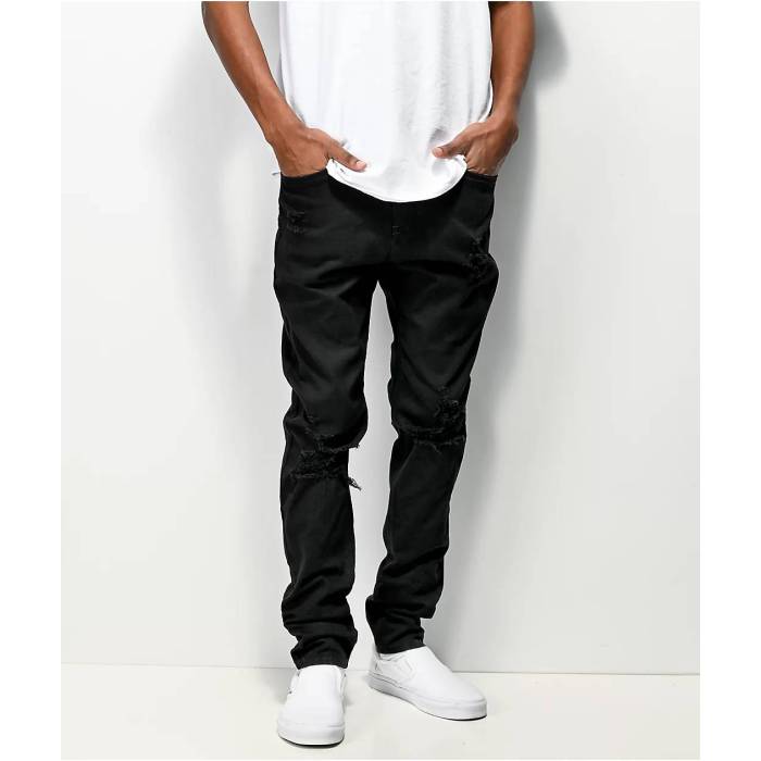 【★百貨店SALE★6/11真夜中2時迄】帝国 Empyre 【 Verge Destroyed Black Tapered Skinny Jeans Men\u0027s Black 】 黒いこと 黒いこと スキニー デニム メンズ 黒いこと 黒いこと