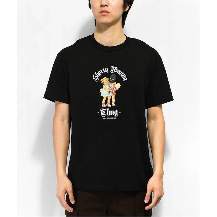 40S \u0026 Shorties 【 Wanna Thug Black T-Shirt Men\u0027s Black 】 黒いこと 黒いこと プルオーバー メンズ 黒いこと 黒いこと