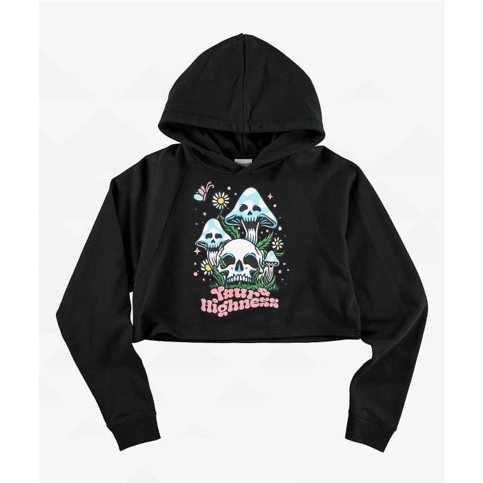 【★百貨店SALE★6/11十二時2時迄】Your Highness 【 Root Rot Black Crop Hoodie Women\u0027s Black 】 黒いこと 黒いこと Crop クロップ フーディー パーカー レディース 黒いこと 黒いこと
