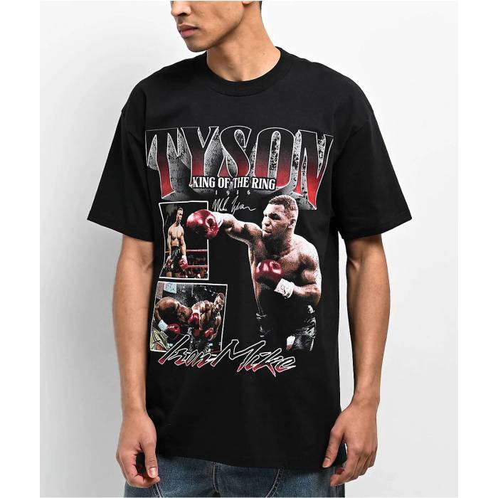 Mike Tyson Collection 【 Mike Tyson 1986 King Of The Ring Black T-Shirt Men\u0027s Black 】 黒いこと 黒いこと プルオーバー メンズ 黒いこと 黒いこと