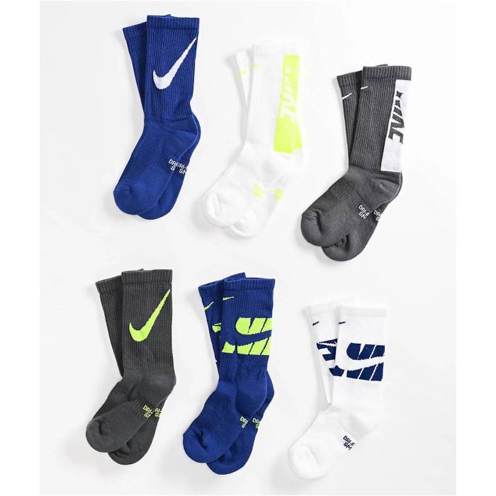 ナイキ Nike 【 Everyday Cushioned Kids 6 Pack Assorted Crew Socks Kids' Multicolor 】 クルー ソックス・靴下｜スニケス