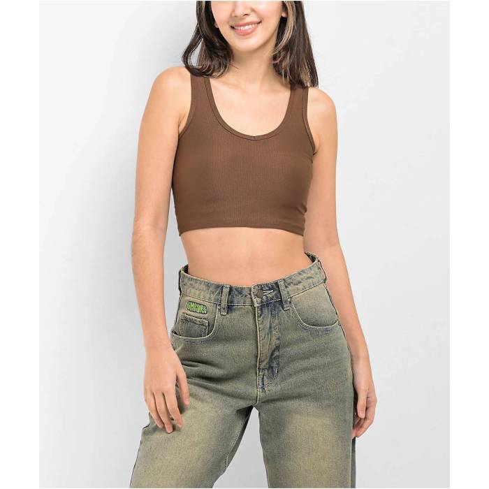 Zine 【 Kenzi Carafe Crop Tank Top Women's Brown 】 Crop クロップ タンクトップ レディース 茶色 ブラウン