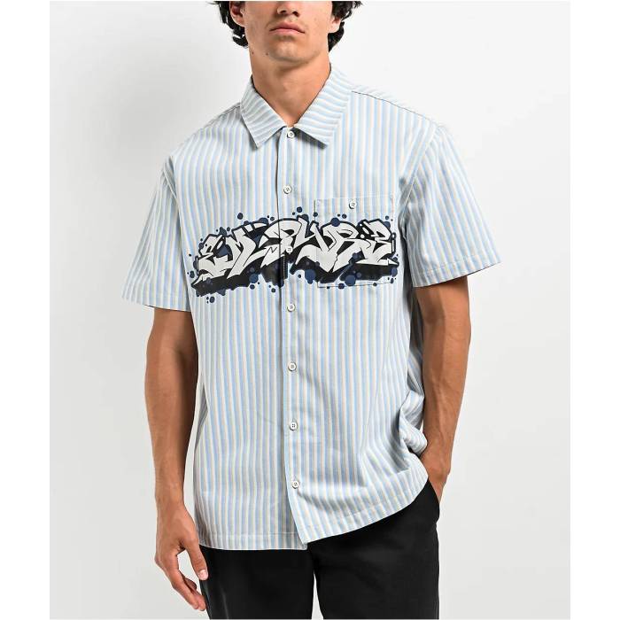 エンパイア Empyre 【 Motive Striped Blue Short Sleeve Shirt Men's Light Pastel Blue 】 青色 ブルー Sleeve スリーブ メンズ 青色 ブルー