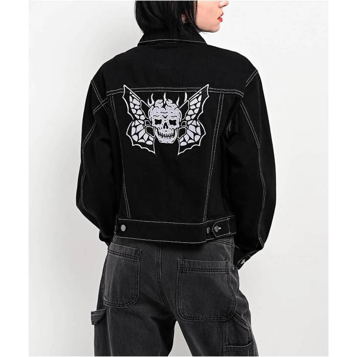 Lurking Class By Sketchy Tank 【 Skullfly Black Denim Jacket Women's Black 】 黒色 ブラック デニム Jacket ジャケット レディース 黒色 ブラック