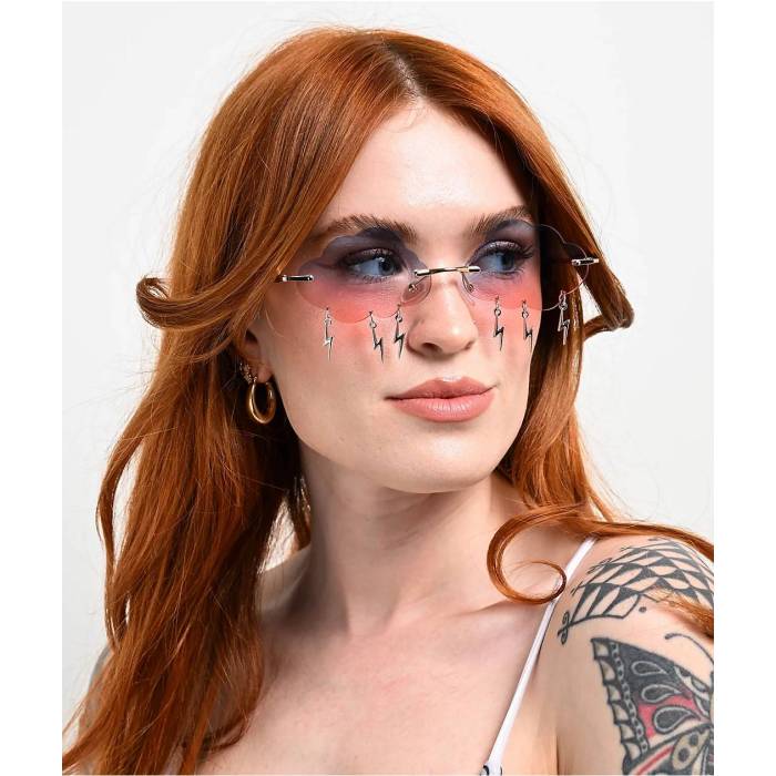 Eyeking 【 Cloud & Lightning Pink & Blue Rimless Sunglasses Women's Multicolor 】 ライトニング pink ピンク 青色 ブルー サングラス レディース