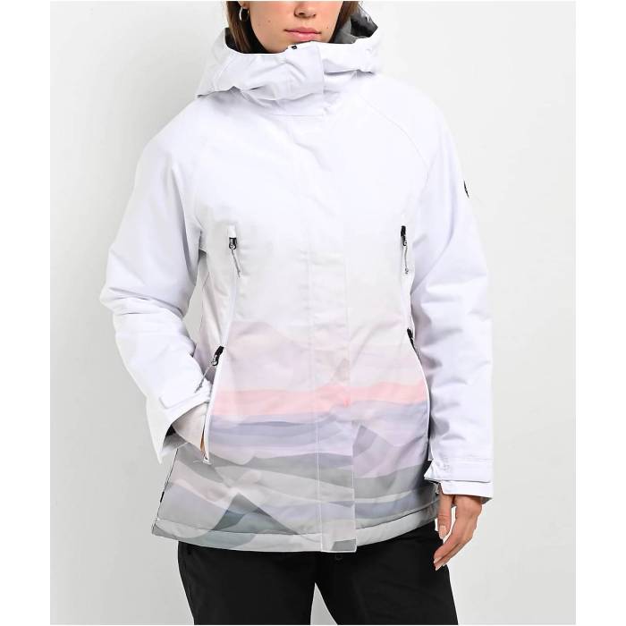 【★スーパーSALE★3/11深夜2時迄】シックスエイトシックス 686 【 Fantasia 10K White Sierra Sunset Snowboard Jacket Women's White 】 白色 ホワイト Jacket ジャケット スポーツ アウトドア ウインタースポーツ スノーボード用ウェア レディー画像