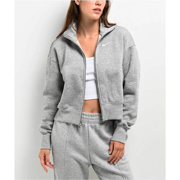 【★百貨店SALE★6/11真夜中2時迄】ナイキ Nike 【 Sportswear Phoenix Fleece Heather Grey Oversized Zip Track Jacket Women\u0027s Grey 】 アリゾナ州の州都 フリース heather ギョリュウモドキ 薄墨色 薄墨色 貨物自動車 Jacket 上衣 レディース 薄墨色 薄墨色