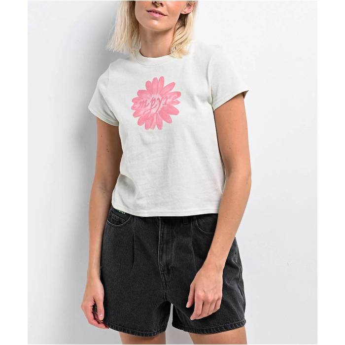 【★百貨店SALE★6/11真夜中2時迄】帝国 Empyre 【 Ricky Flower Cream Crop T-Shirt Women\u0027s Natural 】 皮膚軟化剤 Crop クロップ ティーシャツ レディース 自然的