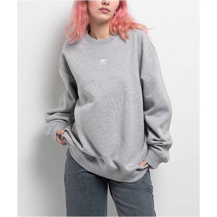 【★百貨店SALE★6/11十二時2時迄】アディダス Adidas 【 Essentials Heather Grey Crewneck Sweatshirt Women\u0027s Grey 】 heather ギョリュウモドキ 薄墨色 薄墨色 汗水 調教師 レディース 薄墨色 薄墨色