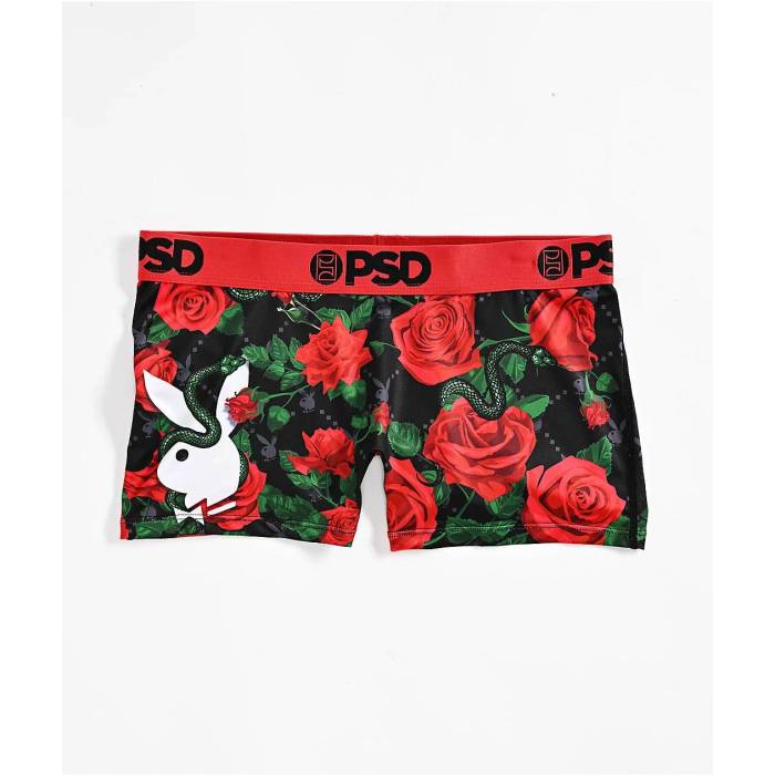 【★百貨店SALE★6/11真夜中2時迄】ピーエスディーアンダーウェア Psd Underwear 【 Psd X Playboy Slither Boyshort Underwear Women\u0027s Red 】 アンダー御召しもの 下着類 レディース Red 赤・赤いこと