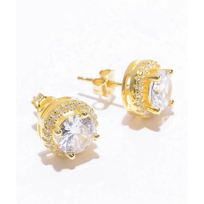 【★百貨店SALE★6/11夜夜中2時迄】King Ice 【 Halo Brilliant Cut Gold Stud Earrings Men\u0027s Gold 】 ゴールド イヤリング メンズ ゴールド