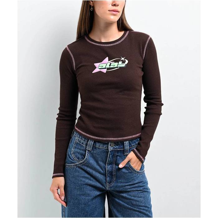 A.lab 【 Thea JAVA Thermal Long Sleeve T-Shirt Women\u0027s Brown 】 Sleeve 捩り プルオーバー レディース 赤銅色 赤銅色