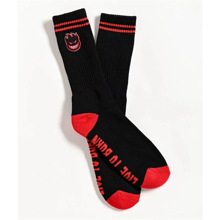 スピットファイア Spitfire 【 Bighead Black & Red Crew Socks Men's Black 】 黒色 ブラック Red 赤・レッド クルー ソックス・靴下 メンズ 黒色 ブラック