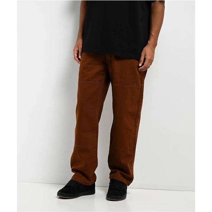 【★百貨店SALE★6/11真夜中2時迄】Real Skateboards 【 Real Tough Threads Double Knee Brown Loose Fit Pants Men\u0027s Brown 】 レアル 赤銅色 赤銅色 メンズ 赤銅色 赤銅色