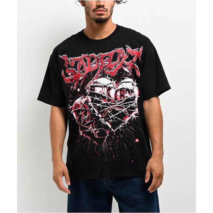 Sad Boyz 【 $Ad Boyz By Junior H X Lost Hills Barbed Wire Heart Black T-Shirt Men's Black 】 黒色 ブラック Tシャツ メンズ 黒色 ブラック｜スニケス