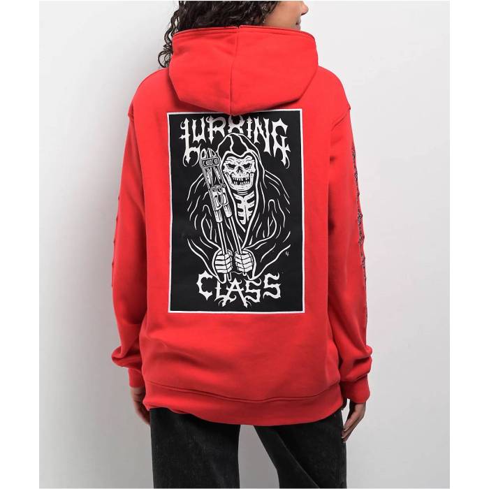 【★百貨店SALE★6/11真夜中2時迄】Lurking Class By Sketchy Tank 【 Unchained Patched Red Zip Hoodie Women\u0027s Red 】 Red 赤・赤いこと フーディー パーカー レディース Red 赤・赤いこと
