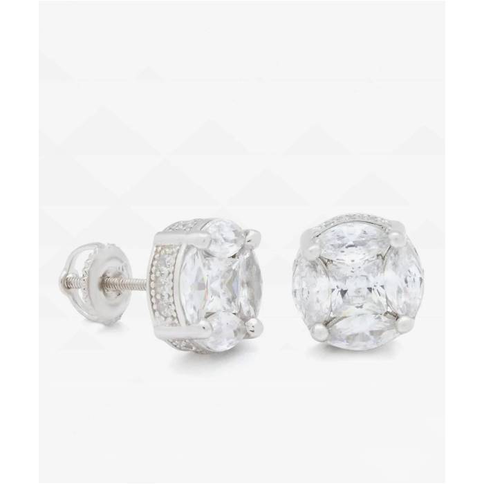 【★百貨店SALE★6/11真夜中2時迄】King Ice 【 Layered White Gold Stud Earrings Men\u0027s Silver 】 白いこと 白いこと ゴールド イヤリング メンズ Silver しろがね色・しろがね色