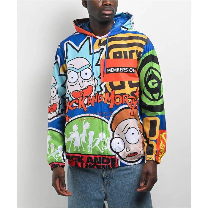 【★百貨店SALE★6/11真夜中2時迄】メンバーズオンリー Members Only 【 X Rick And Morty Windbreaker Jacket Men\u0027s Multicolor 】 ウィンドブレーカー Jacket 上衣 メンズ
