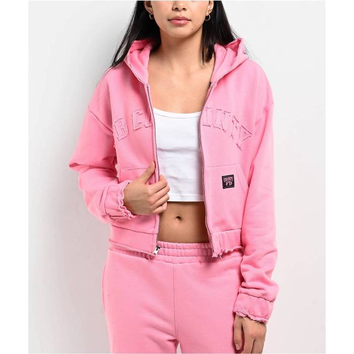 Fb County 【 French Terry Pink Crop Zip Hoodie Women's Pink 】 pink ピンク Crop クロップ フーディー パーカー レディース pink ピンク