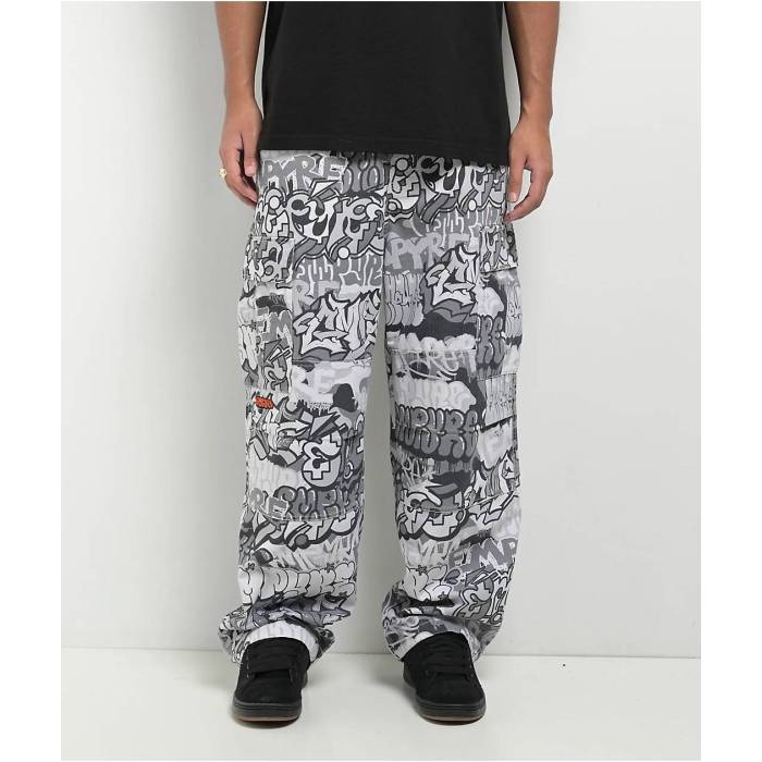エンパイア Empyre 【 B&W Graffiti Grey Camo Ultra Loose Cargo Pants Men's White 】 灰色 グレー カモ柄 ultra ウルトラ カーゴ メンズ 白色 ホワイト