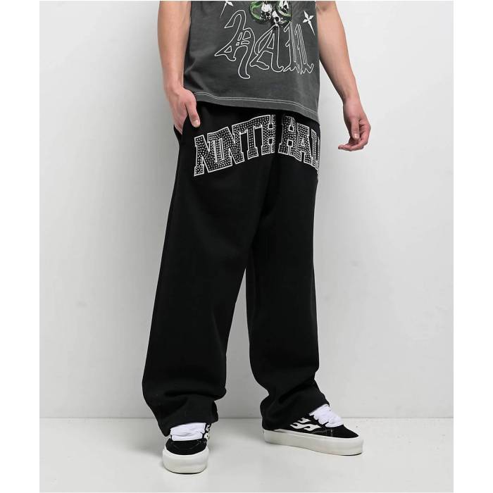 Ninth Hall 【 Rhinestone Black Oversized Sweatpants Men's Black 】 黒色 ブラック ロングタイツ メンズ 黒色 ブラック