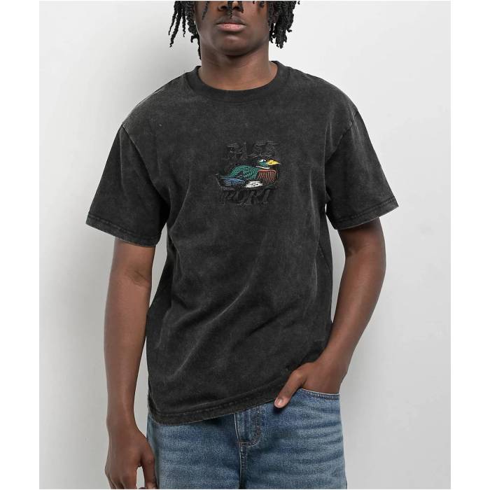 Passport 【 Fast Duck Black Acid Wash T-Shirt Men's Black 】 ファスト 黒色 ブラック Tシャツ メンズ 黒色 ブラック