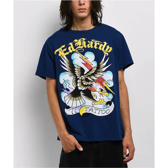 【★百貨店SALE★6/11真夜中2時迄】エドハーディー Ed Hardy 【 Eagle Navy T-Shirt Men\u0027s Navy 】 紺色 米国海軍 ティーシャツ メンズ 紺色 米国海軍